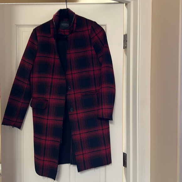 Eleven Paris Red and Black Plaid Coat XS - Picture 2 of 4